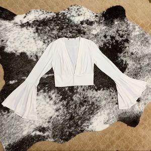 Bell Sleeve Crop Top (white)